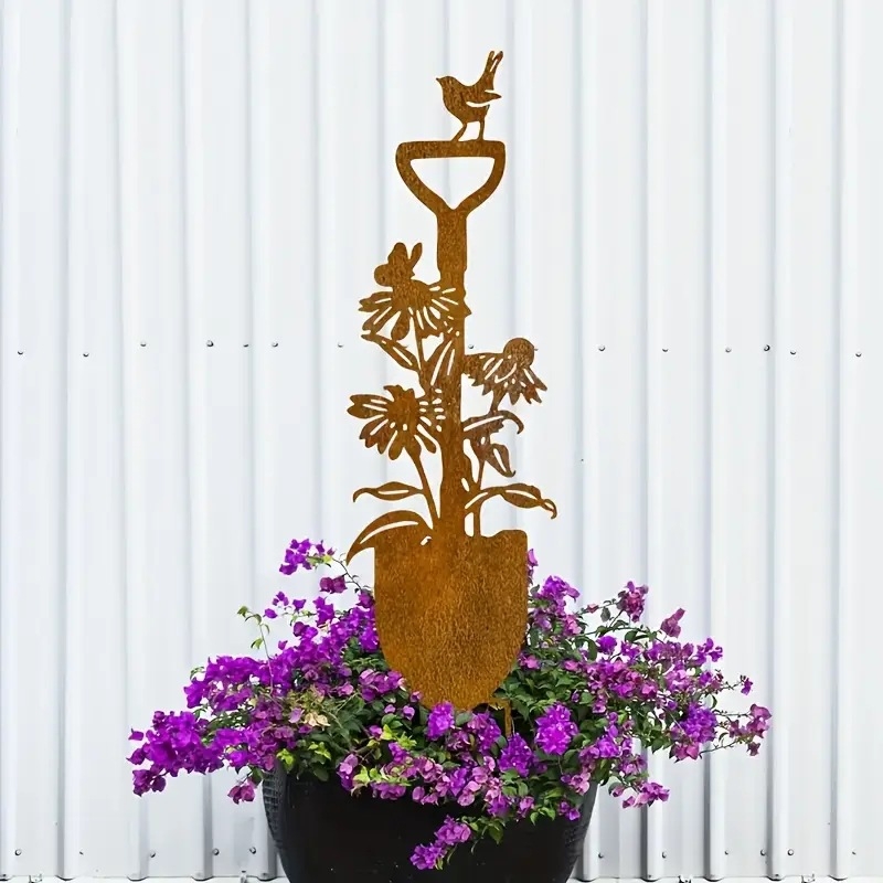 Lopată decorativă din fier, cu finisaj rustic, pentru grădină exterioară