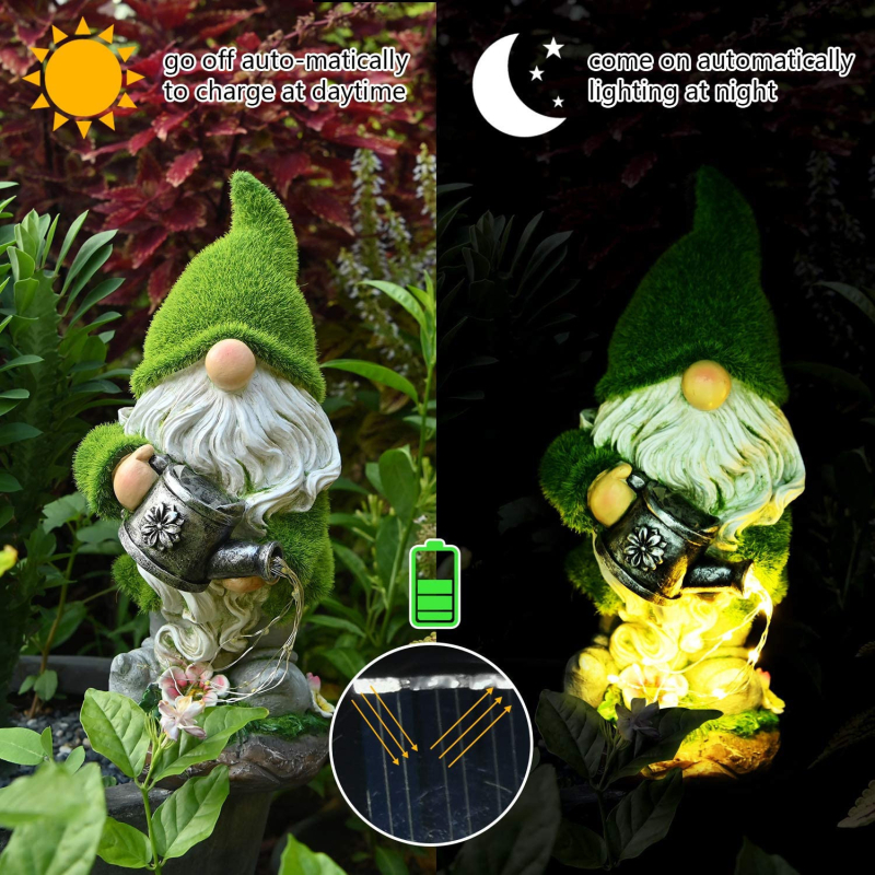 Solarni ukrasni gnom iz smole, karikatura dizajn, vanjsko dekorativno osvjetljenje