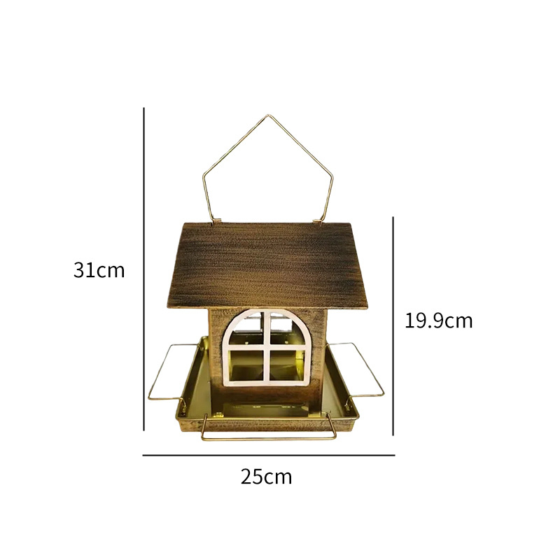 Hranitoare pentru păsări din metal, atârnată, pentru grădină în aer liber — decor din fier