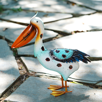 Sculptură metalică pelican pentru grădină, decor exterior