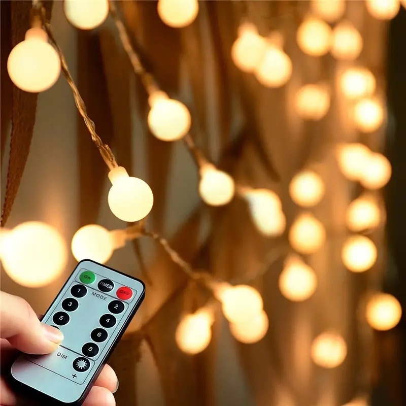 LED vanjski niz svjetala s malim kuglicama, trepti, božićna dekoracija
