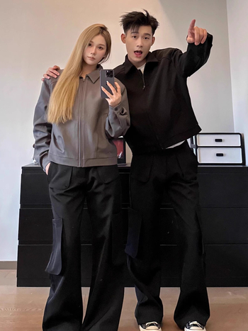 Cleanfit Crna kratka muška jakna – proljeće/jesen, hip-hop stil, rever s kopčanjem, zatvarač, umetak za ramena, casual bejzbol jakna