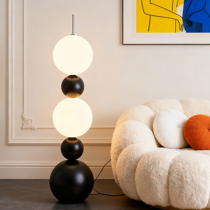 Podna lampa u obliku bundeve za dnevni boravak i spavaću sobu, Bauhaus inspiriran talijanski dizajner, umjetnost sredine stoljeća, uspravna kutna lampa pored kauča