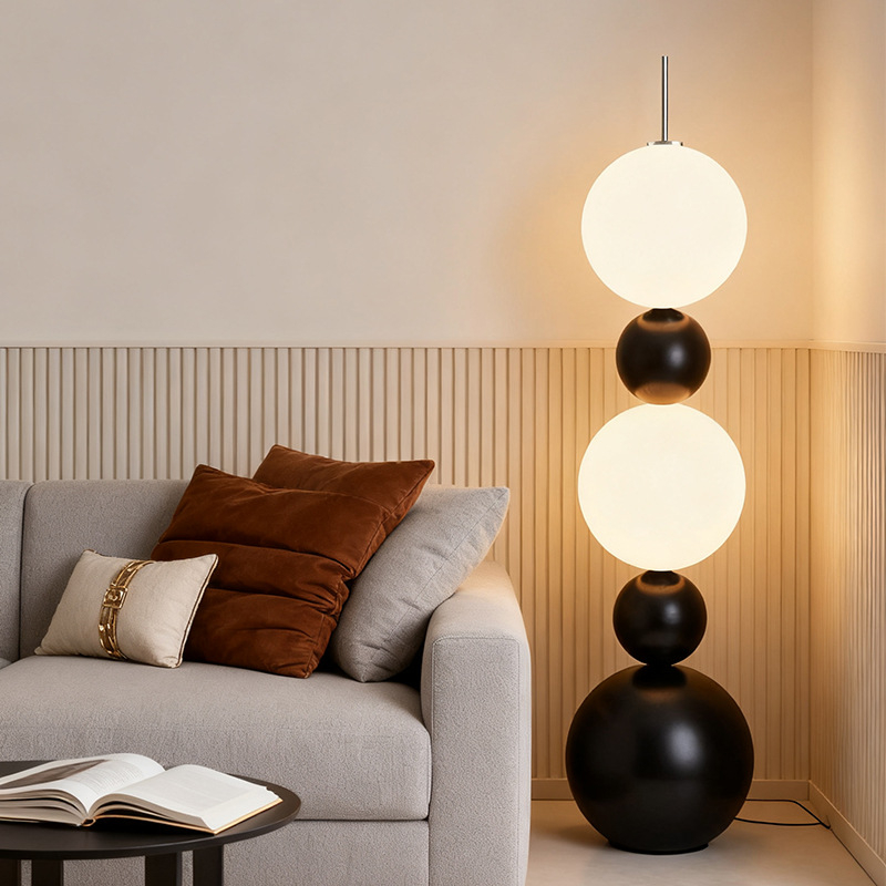 Podna lampa u obliku bundeve za dnevni boravak i spavaću sobu, Bauhaus inspiriran talijanski dizajner, umjetnost sredine stoljeća, uspravna kutna lampa pored kauča