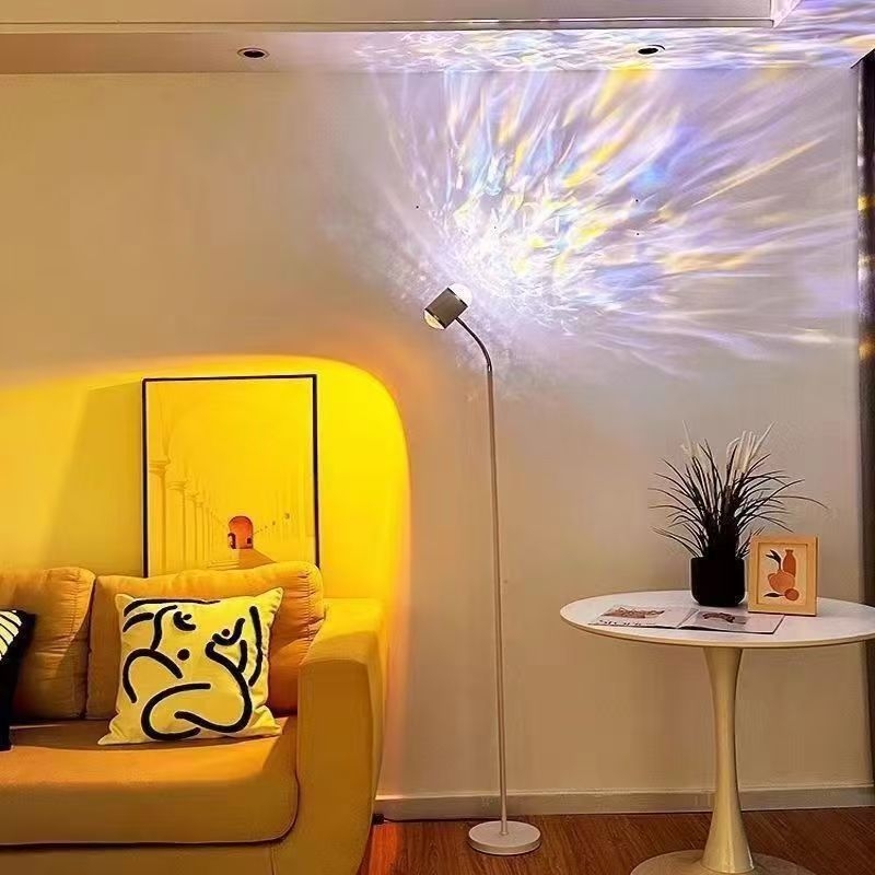 Atmosferska lampa s vodnim valovima i bojom zalaska sunca, dvostruka stojeća lampa za dnevni boravak, pozadina za uživo emitiranje i kozmetički salon