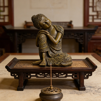 Retro Buddha statua za čajnu sobu, zen dekor za hodnik i dnevni boravak, za vrt i balkon