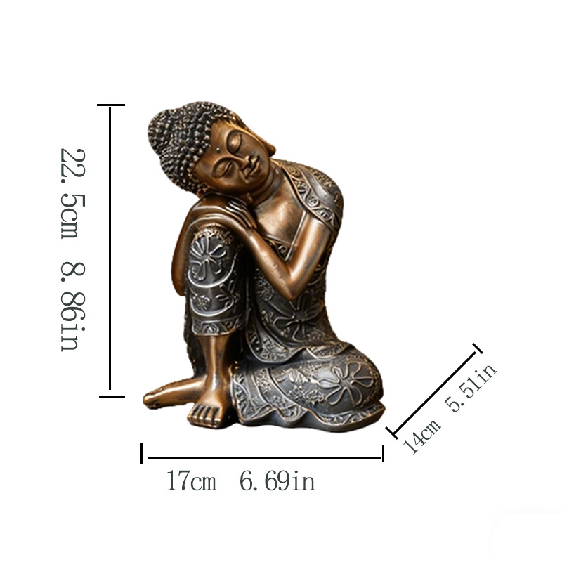 Retro Buddha statua za čajnu sobu, zen dekor za hodnik i dnevni boravak, za vrt i balkon