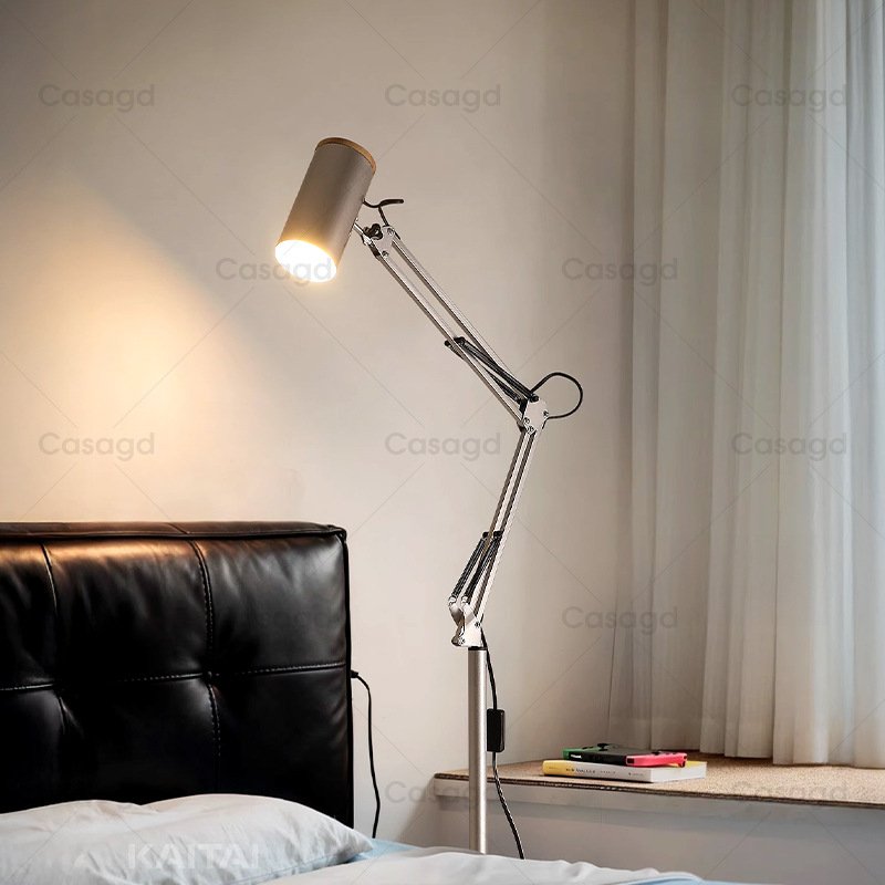 Vintage Bauhaus stajaća lampa s pomičnim ramenom, podesiva zaštita očiju, za spavaću sobu i prostor za učenje