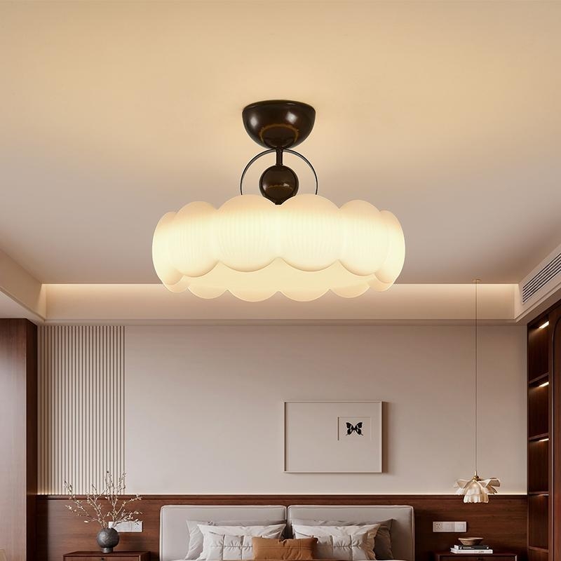 Francuski kremasti stil stropna svjetiljka za spavaću sobu, vintage nadahnuto čitanje s zaštitom očiju, moderno minimalističko-retro osvjetljenje garderobe