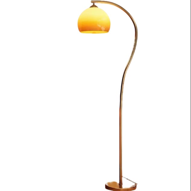 Vintage podna lampa od stakla u boji zalaska sunca žuta, S-oblik, luksuzan moderni minimalistički stil, za dnevni boravak ili spavaću sobu