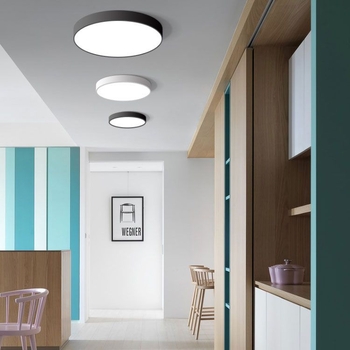 LED stropna svjetiljka za balkon i hodnik, okrugla, moderni minimalistički dizajn, crno-bijela