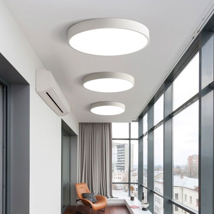 LED stropna svjetiljka za balkon i hodnik, okrugla, moderni minimalistički dizajn, crno-bijela