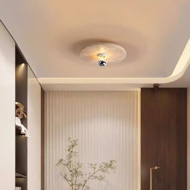 Japanski Wabi-Sabi stil stropno svjetlo za hodnik ulaza, moderno minimalistički dizajn, smještaj za goste, retro, kreativno, žuti travertin dekorativno osvjetljenje