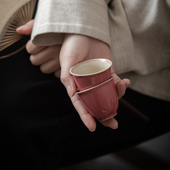 Porcelánová šálka na čaj, inšpirovaná starožitným štýlom, malá veľkosť, zemito-hnedá farba, kung fu čajový set, samostatná šálka