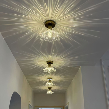 Tavan LED svjetiljka od orahovog drveta sa staklenim abažurom – moderni minimalistički dizajn kineskog stila za hodnik, foyer, balkon, kuhinju i kupaonu