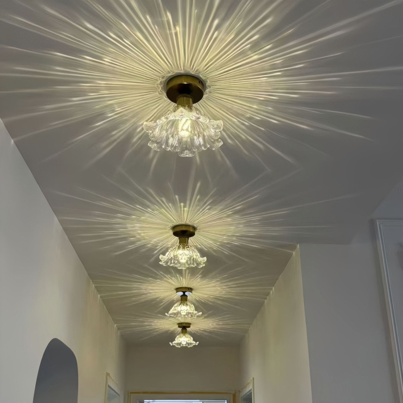 Tavan LED svjetiljka od orahovog drveta sa staklenim abažurom – moderni minimalistički dizajn kineskog stila za hodnik, foyer, balkon, kuhinju i kupaonu
