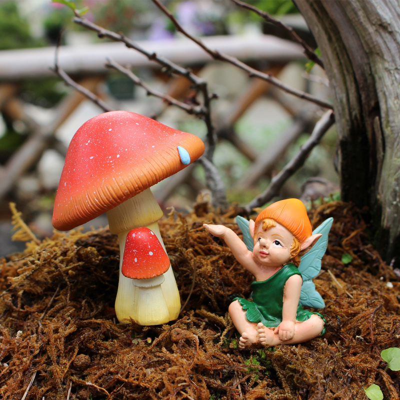 Set gljivičnih figurica za vrt – smolne mini dekoracije za krajolik