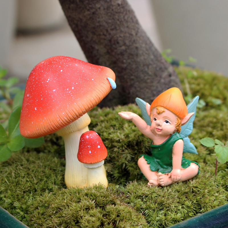 Set gljivičnih figurica za vrt – smolne mini dekoracije za krajolik