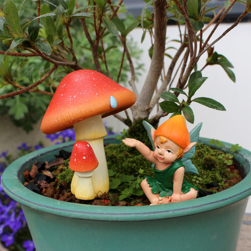 Set gljivičnih figurica za vrt – smolne mini dekoracije za krajolik