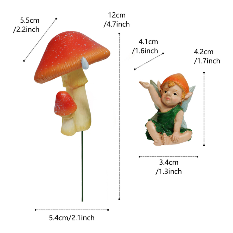 Set gljivičnih figurica za vrt – smolne mini dekoracije za krajolik