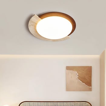Moderna minimalistička stropna lampa od drveta s wabi-sabi inspiracijom, retro geometrijski dizajn, vrhunski dizajnerski komad za dnevni boravak i spavaću sobu