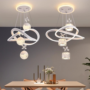LED kristalni luster, moderan minimalistički viseći rasvjetni luster za dnevni boravak i spavaću sobu, aluminijsko tijelo, prilagodljiva visina 40–100 cm, višeglavi dizajn