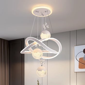 LED kristalni luster, moderan minimalistički viseći rasvjetni luster za dnevni boravak i spavaću sobu, aluminijsko tijelo, prilagodljiva visina 40–100 cm, višeglavi dizajn