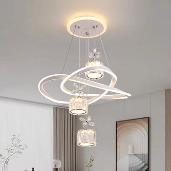 LED kristalni luster, moderan minimalistički viseći rasvjetni luster za dnevni boravak i spavaću sobu, aluminijsko tijelo, prilagodljiva visina 40–100 cm, višeglavi dizajn