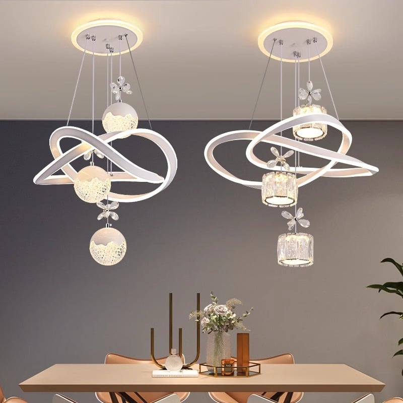 LED kristalni luster, moderan minimalistički viseći rasvjetni luster za dnevni boravak i spavaću sobu, aluminijsko tijelo, prilagodljiva visina 40–100 cm, višeglavi dizajn
