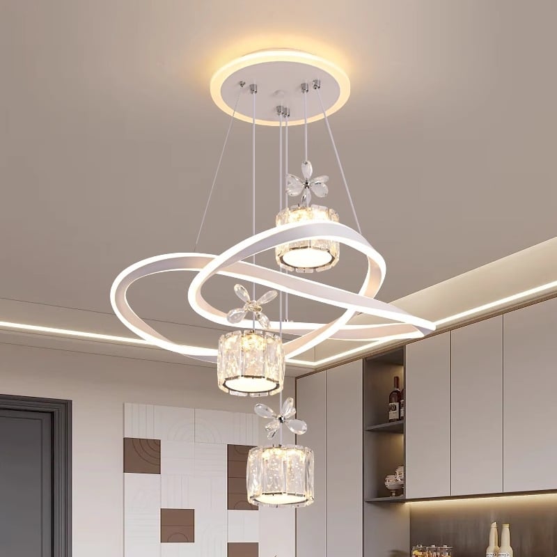LED kristalni luster, moderan minimalistički viseći rasvjetni luster za dnevni boravak i spavaću sobu, aluminijsko tijelo, prilagodljiva visina 40–100 cm, višeglavi dizajn