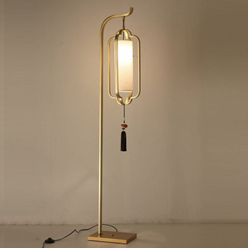 Nova kineska stil podna lampa s željeznim tijelom, LED, tkaninsko sjenilo, podesiva visina