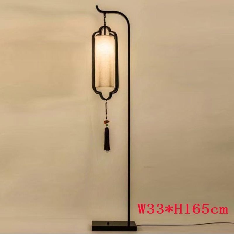 Nova kineska stil podna lampa s željeznim tijelom, LED, tkaninsko sjenilo, podesiva visina