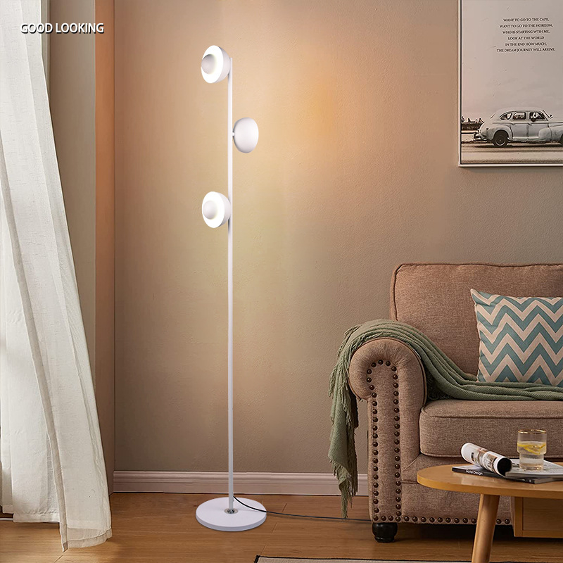 LED podna lampa u minimalističkom modernom stilu s PVC abažurom i metalnim tijelom, pogodna za dnevni boravak, spavaću sobu i radni prostor
