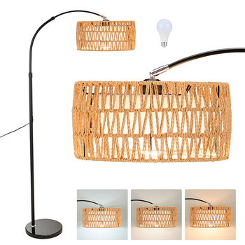 LED stojeća lampa s bambusovim sjenilom za atmosferu livestreama, dnevni boravak u vintage ribarskom stilu