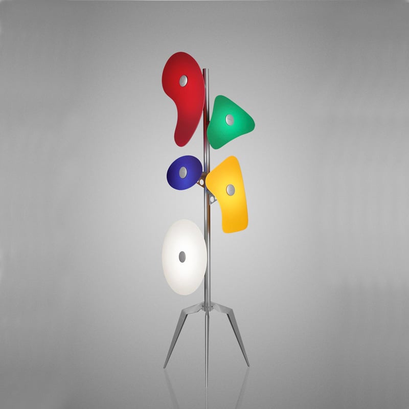 Talijanski dizajnerski podni svjetiljka za dnevni boravak – moderni šareni umjetnički rasvjetni element, kovano tijelo, akrilno sjenilo, 5 LED, 1700 mm, 220V, CRI ≥90, pogodno za dnevni boravak i studij
