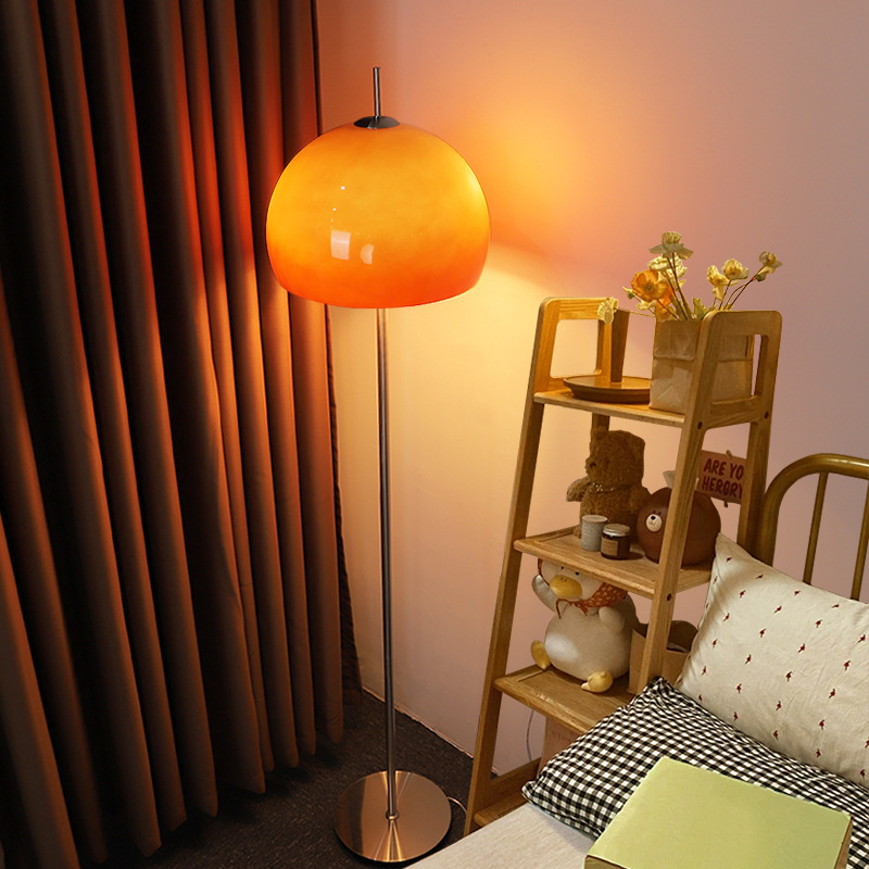 Gljiva podna svjetiljka – stakleno sjenilo, Bauhaus vintage stil, pogodna za spavaću sobu i dnevni boravak, 2 LED izvora svjetla