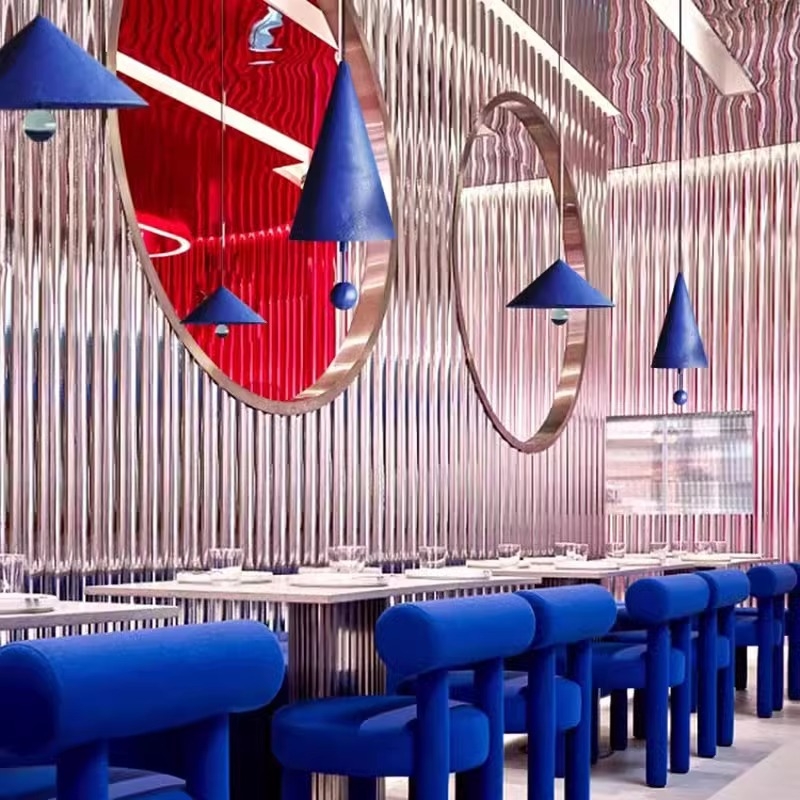 Skandinavski retro luster od željeza Klein Blue, konusnog oblika, za dnevni boravak, spavaću sobu, dječju sobu i blagovaonicu – prilagodljiv.