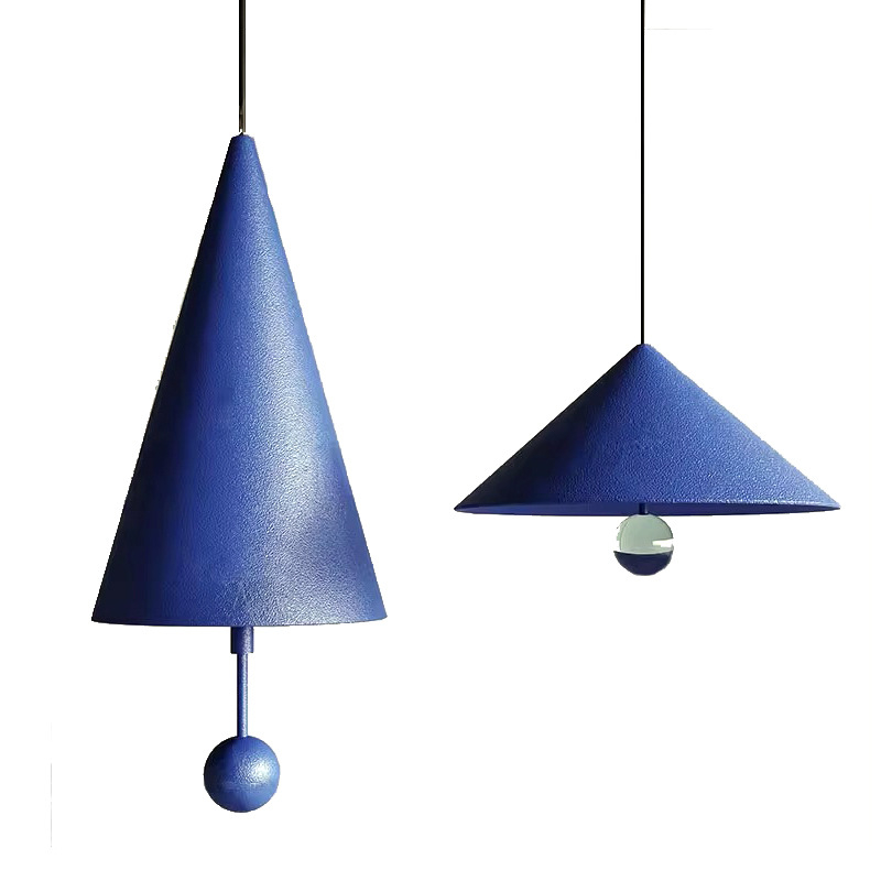 Skandinavski retro luster od željeza Klein Blue, konusnog oblika, za dnevni boravak, spavaću sobu, dječju sobu i blagovaonicu – prilagodljiv.