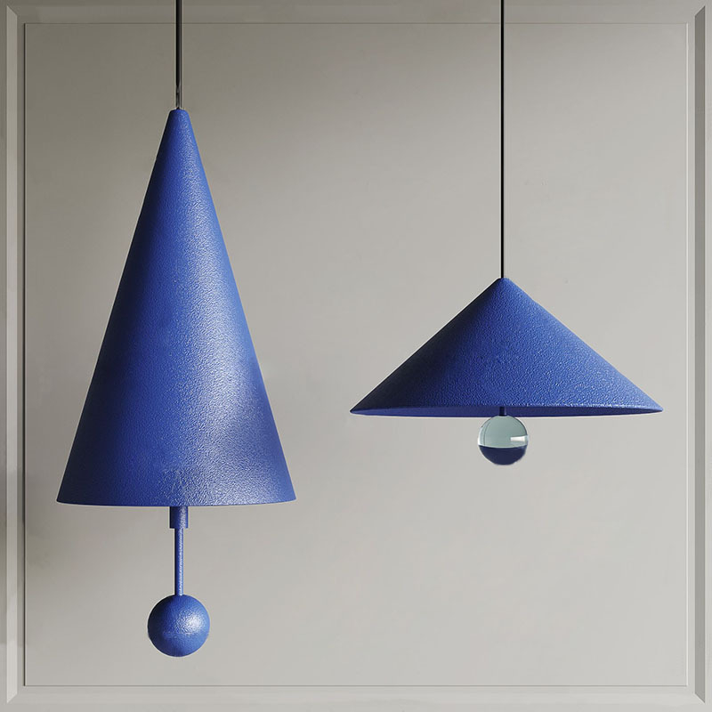 Skandinavski retro luster od željeza Klein Blue, konusnog oblika, za dnevni boravak, spavaću sobu, dječju sobu i blagovaonicu – prilagodljiv.