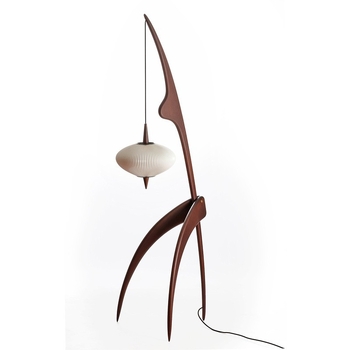 Podna lampa od prirodnog drveta s crnim orahom – retro dizajnerska lampa za dnevni boravak i ured