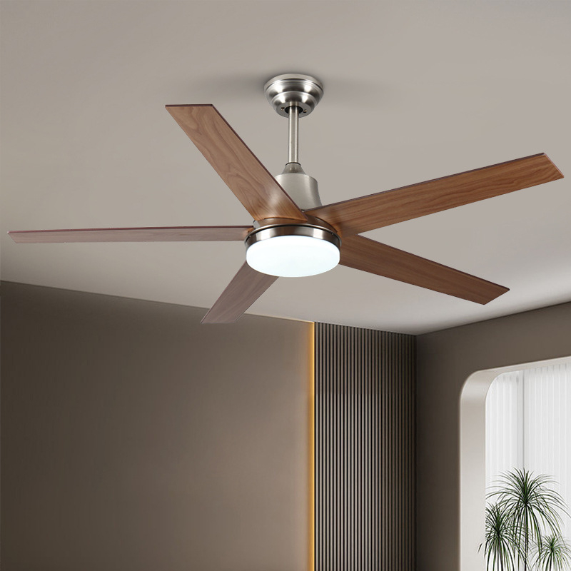 Retro stropni ventilator s orahovim drvetom i LED svjetlom, američki stil, visok protok zraka za dnevni boravak i blagovaonu, viseće svjetlo