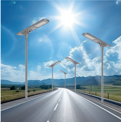 Solarna integrirana vrtna i ulična svjetiljka, visok stup, dvostrani modul, daljinsko upravljanje i senzor