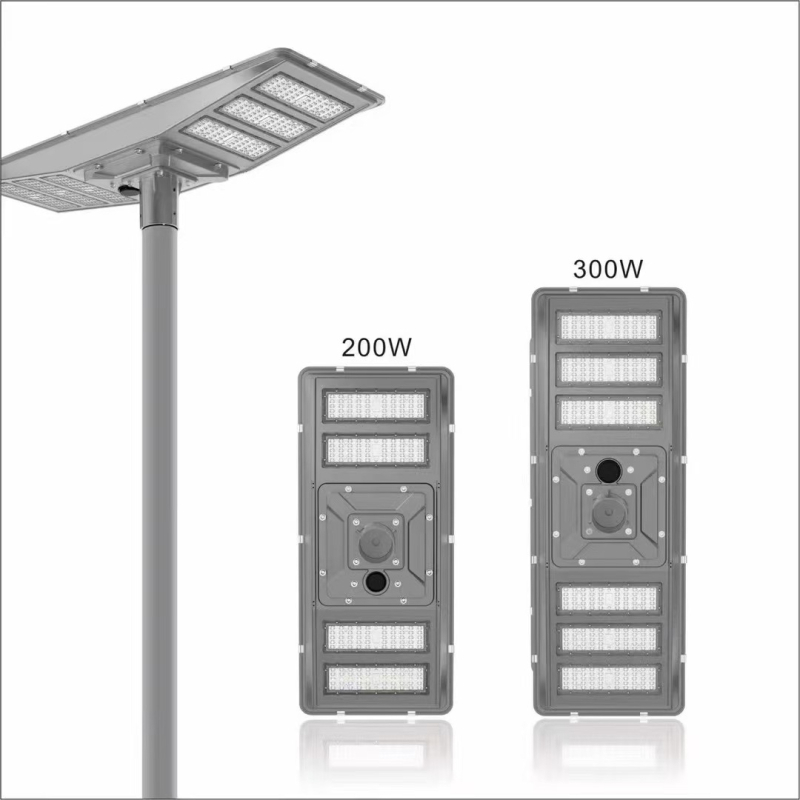 Solarna integrirana vrtna i ulična svjetiljka, visok stup, dvostrani modul, daljinsko upravljanje i senzor