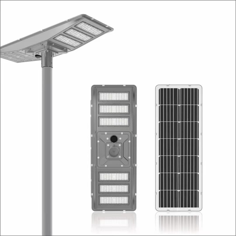 Solarna integrirana vrtna i ulična svjetiljka, visok stup, dvostrani modul, daljinsko upravljanje i senzor