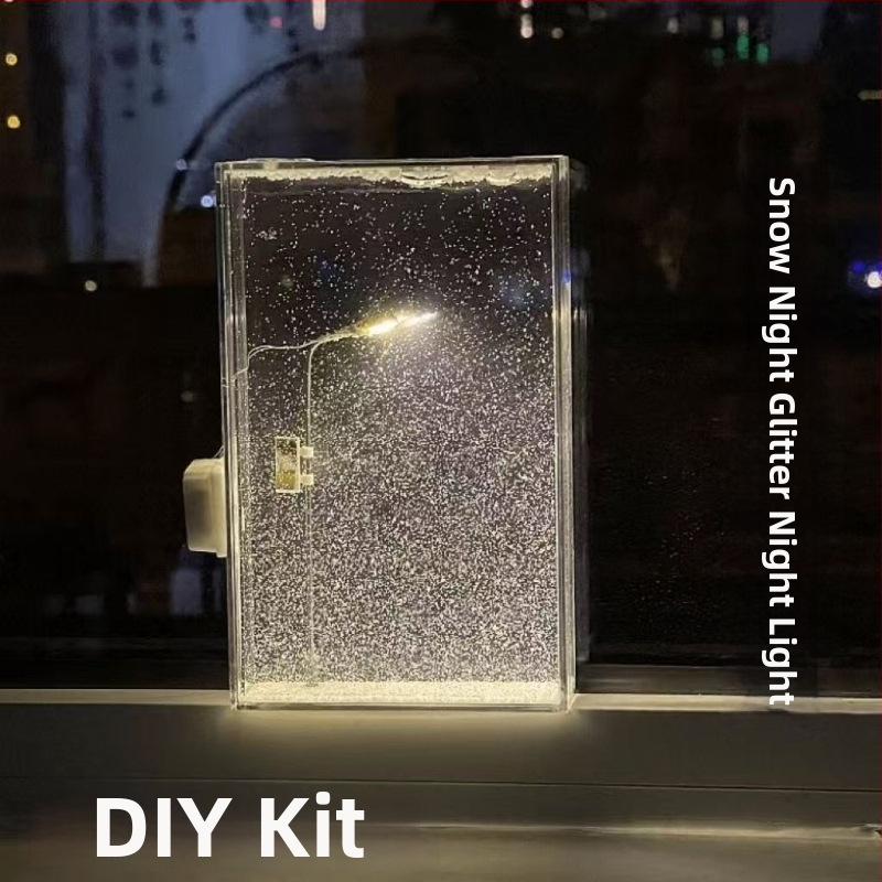 DIY sada nočného svetla so snehovou scenou — ručne vyrobená pouličná lampa, darček pre priateľku alebo najlepšiu kamarátku