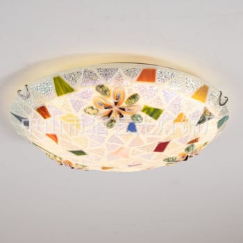 Mediteranska jednostavna kreativna stropna lampa s školjkom i mozaik dekorom; spavaća soba, dječja soba, dnevni boravak, blagovaonica