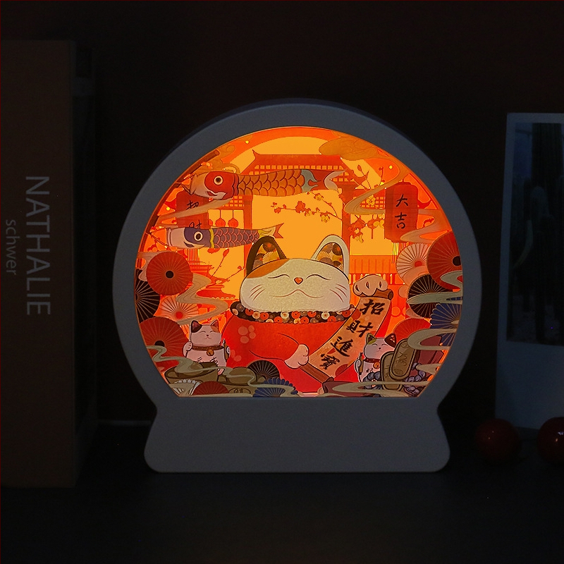 Kreatívny kultúrny dar, personalizované domáce dekorácie, ambientné nočné svetlo, 3D papierovo vyrezávaná lampa