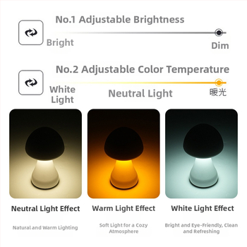 Nekonečne nastaviteľná nočná lampa v tvare huby s atmosférickým svetlom