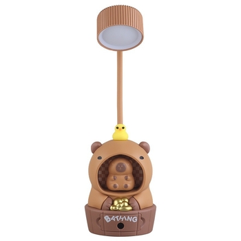 USB LED φωτιστικό γραφείου με Capybara σε κινούμενο σχέδιο, επαναφορτιζόμενο νυχτερινό φως και ενσωματωμένο αιχμητήρι μολυβιών