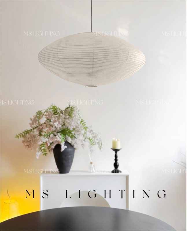 Wabi-Sabi stil: okrugla UFO svjetiljka s japanskim retro abažurem, papirnati luster za spavaću sobu, restoran ili dućan odjeće — inspirirano Isamu Noguchi